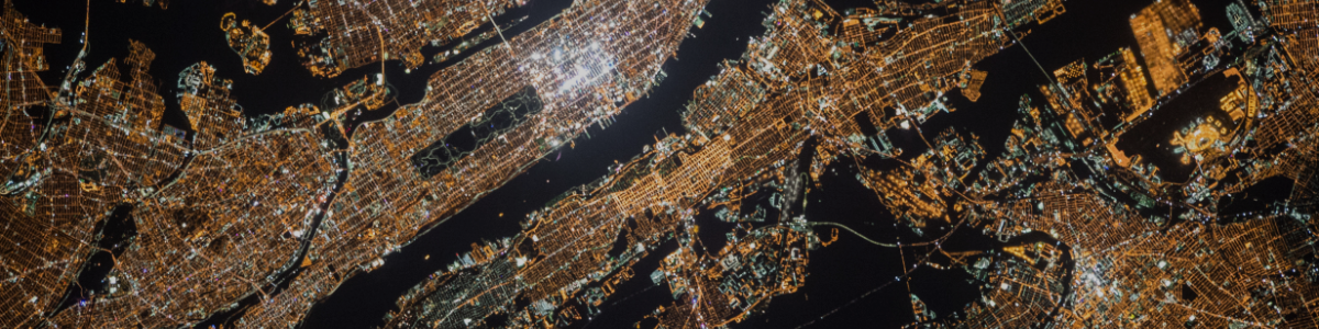 Satellite view of New York City at night